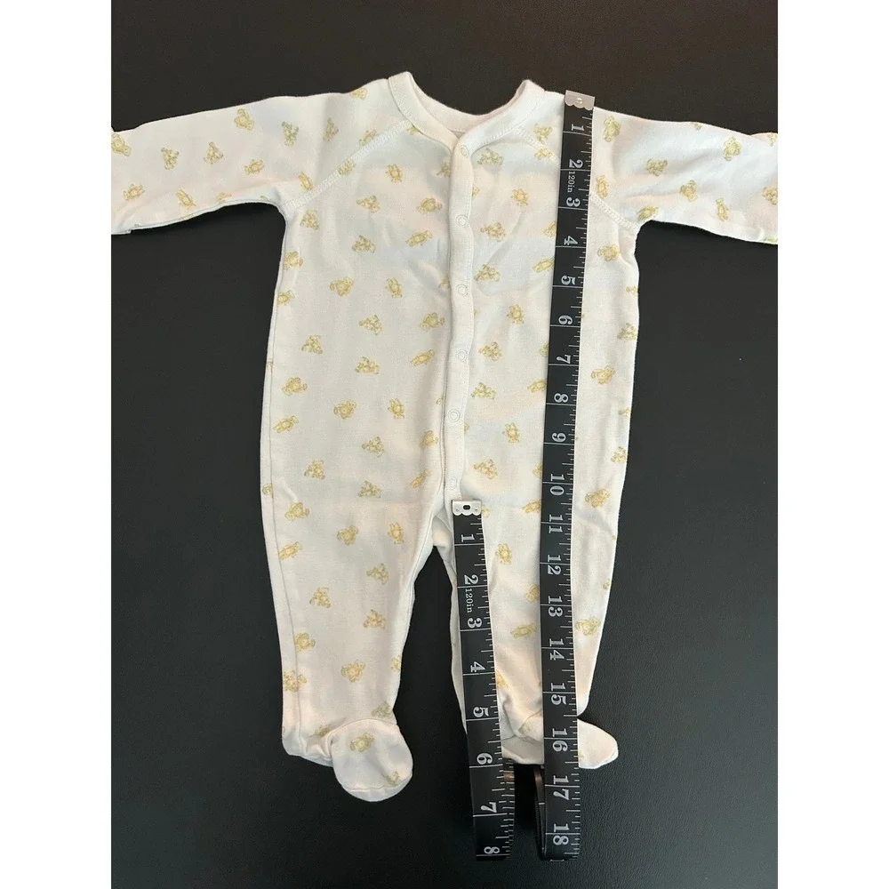Sold* Ralph Lauren Baby 3M Polo Bear Footed Sleeper White Yellow Cotton (1282)